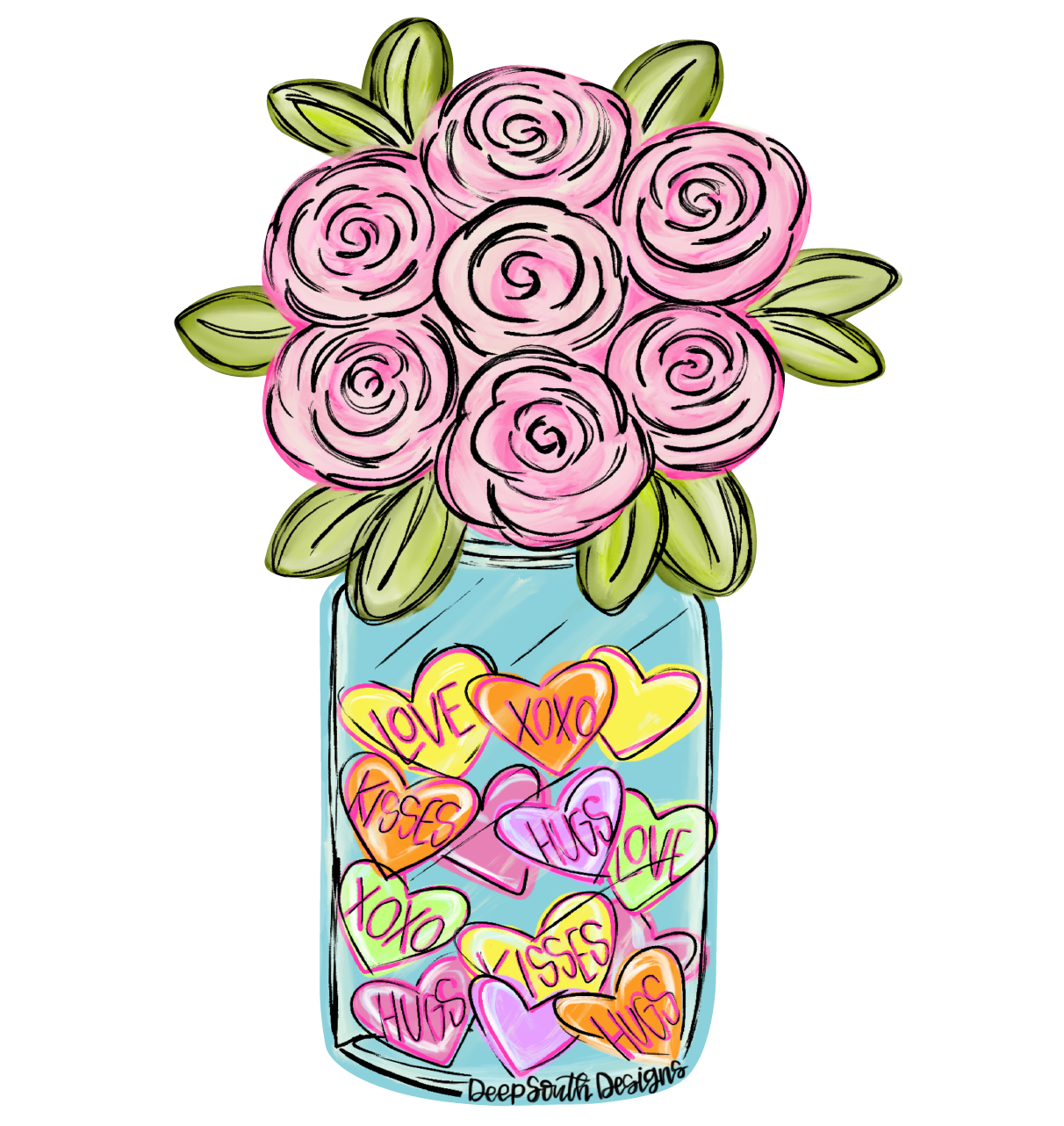 JOHNATHAN STEGALL MASON JAR WITH FLOWERS