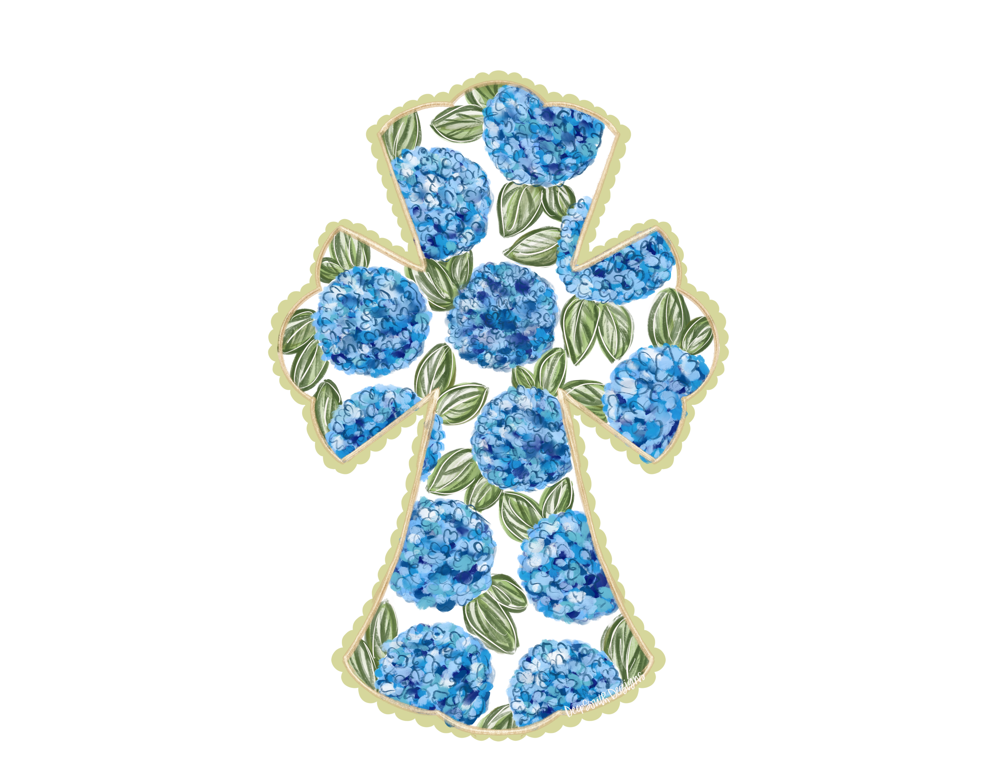 JOHNATHAN STEGALL CROSS WITH BLUE FLOWERS