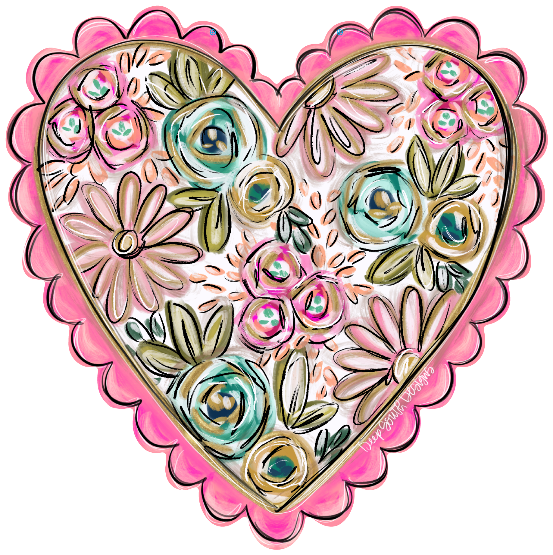 JOHNATHAN STEGALL PINK HEART WITH FLOWERS