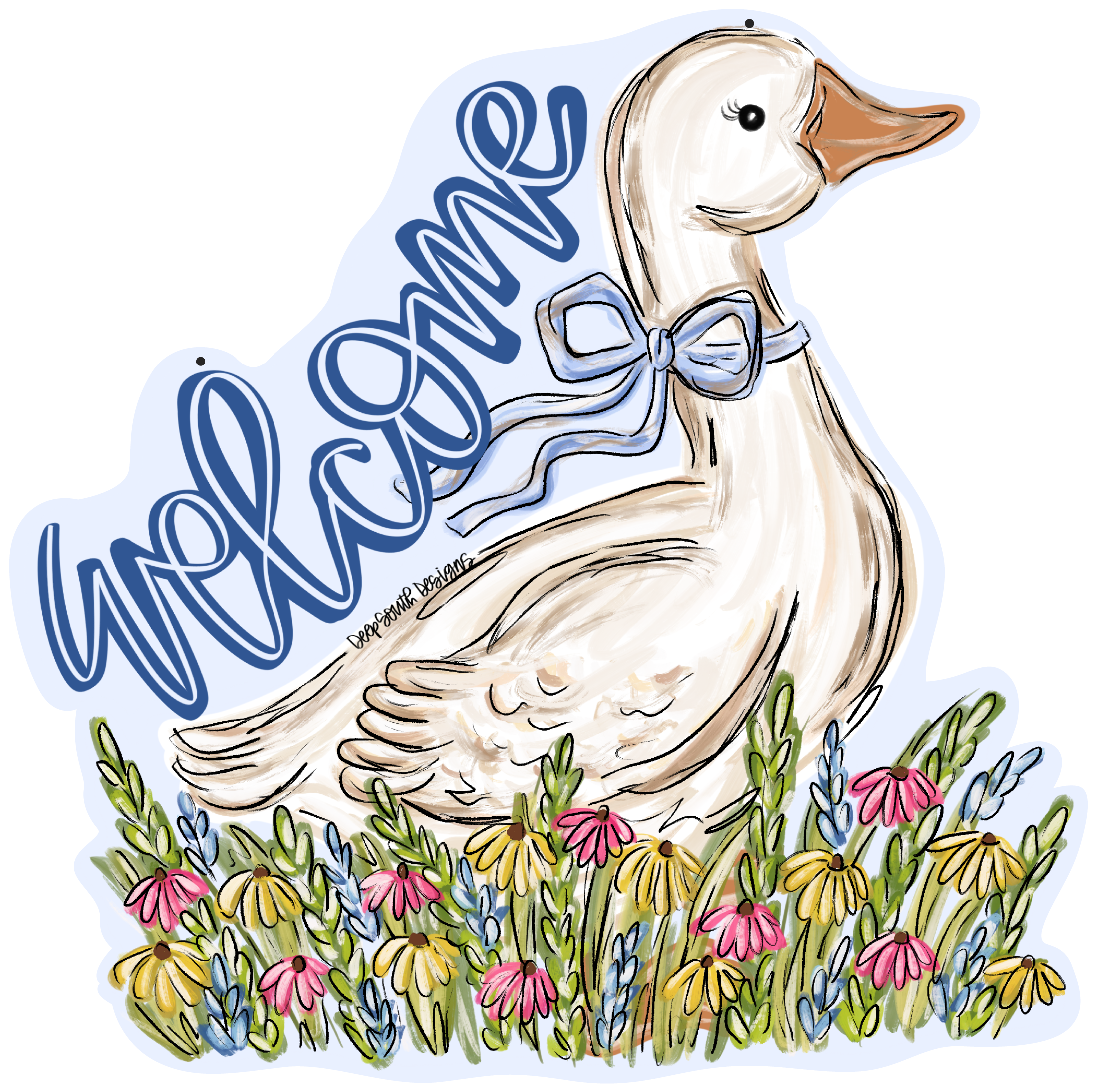 JOHNATHAN STEGALL WHITE GOOSE WITH BLUE WELCOME