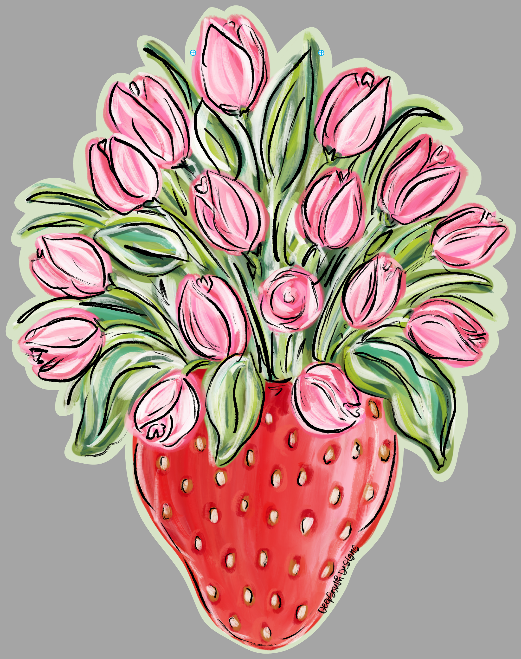 JOHNATHAN STEGALL STRAWBERRY WITH PINK TULIPS