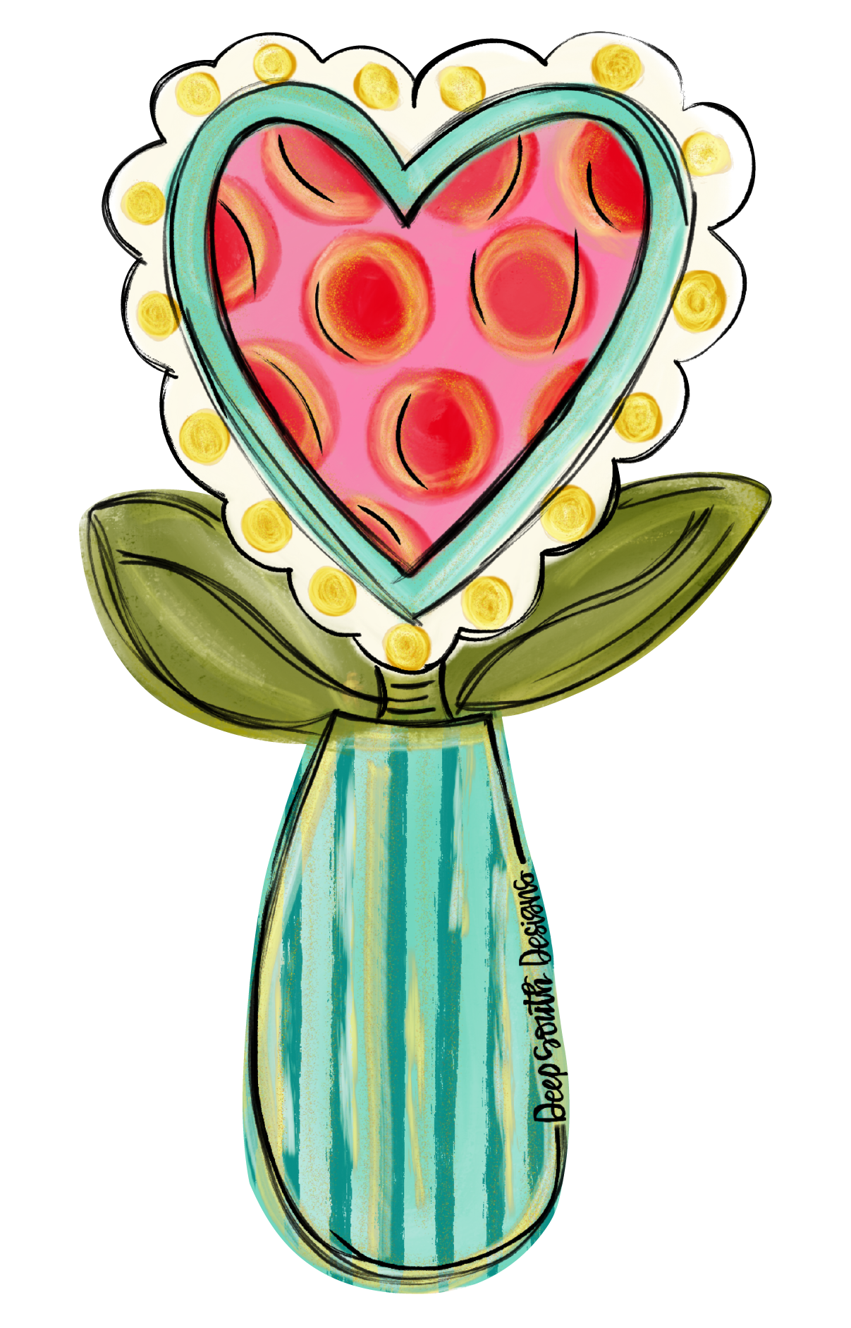 JOHNATHAN STEGALL HEART FLOWER IN VASE