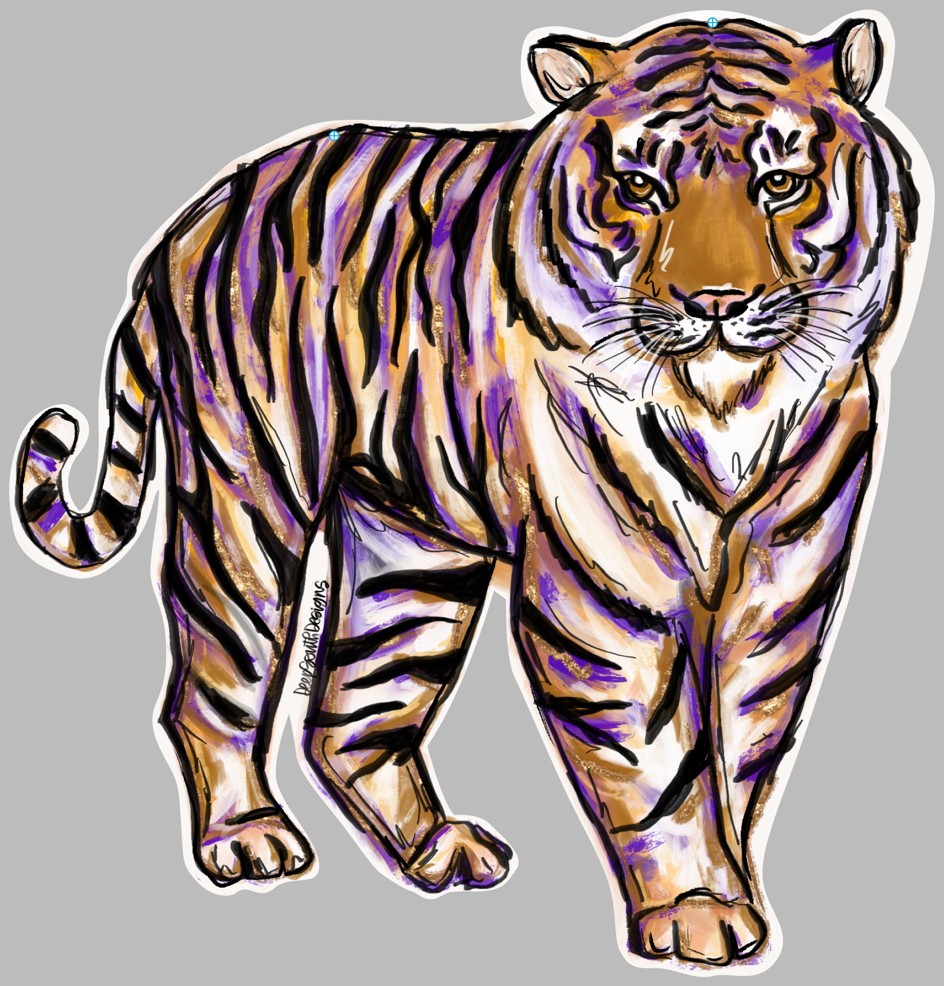 JOHNATHAN STEGALL PURPLE BLACK AND ORANGE STRIPES ON THE TIGER