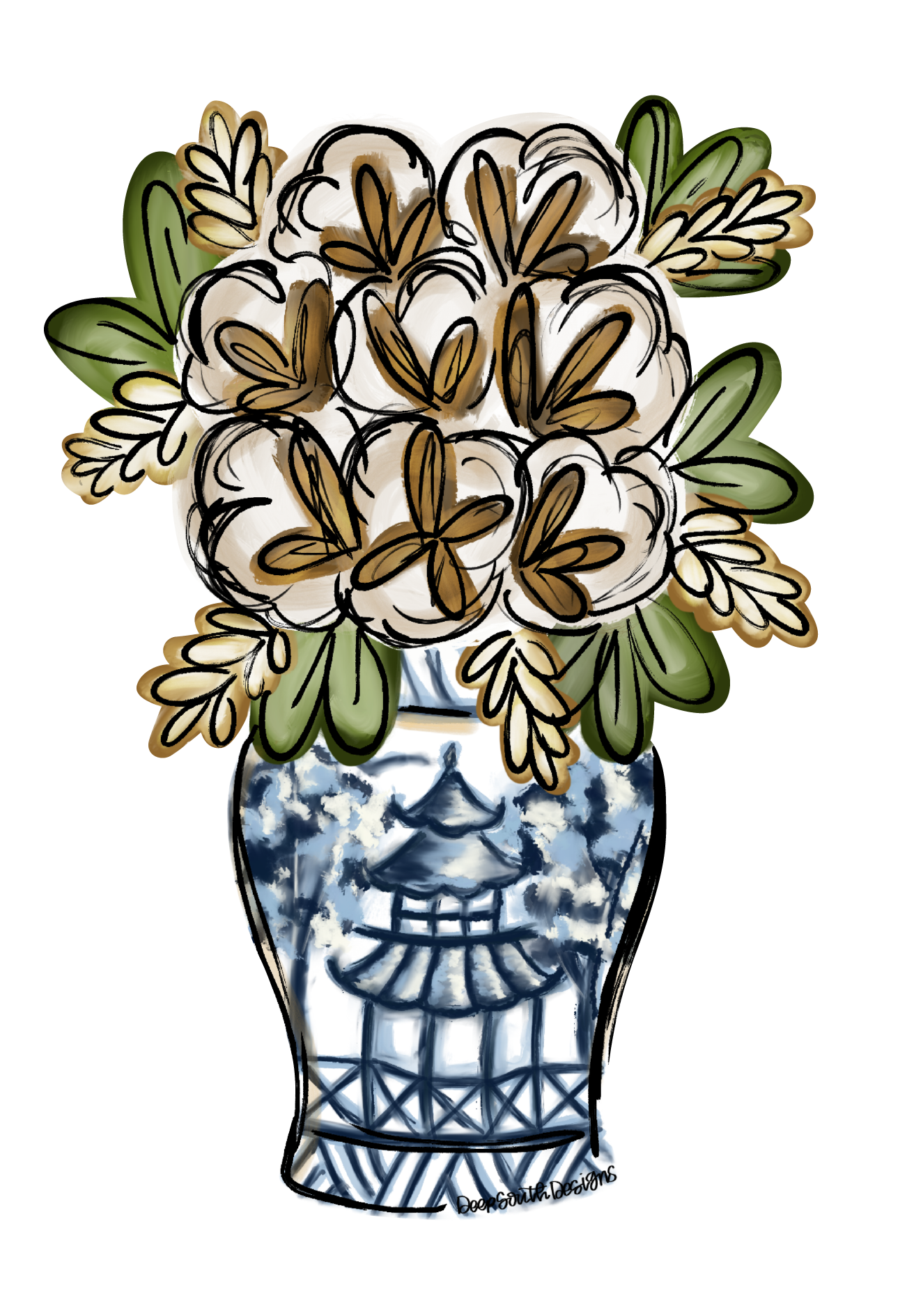JOHNATHAN STEGALL COTTON IN GINGER JAR
