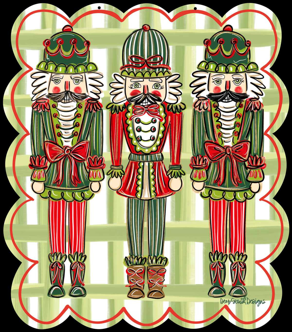 JOHNATHAN STEGALL NUTCRACKER WITH GREEN WHITE BACKGROUND