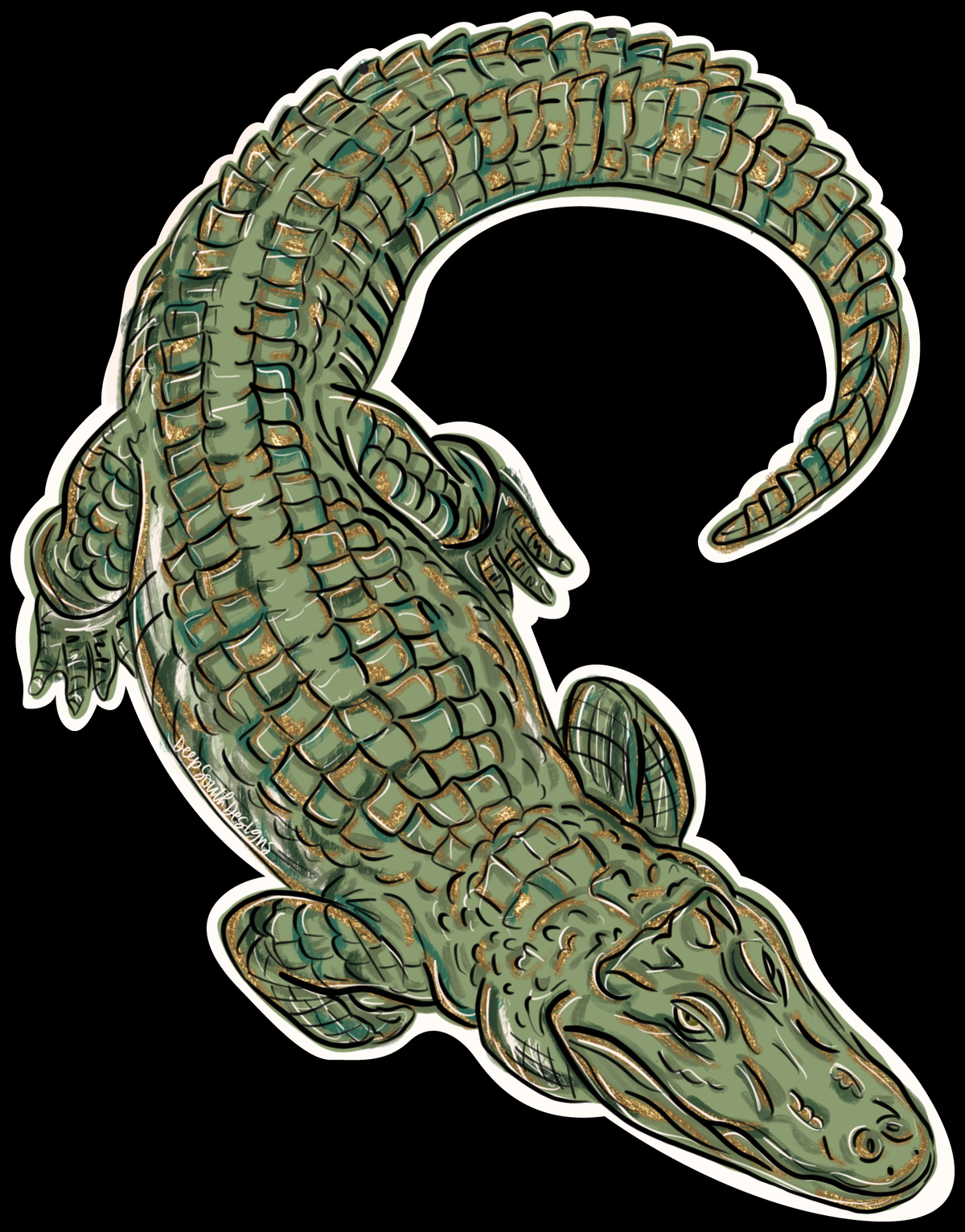 JOHNATHAN STEGALL ALLIGATOR GREEN WITH GOLD TOUCHES