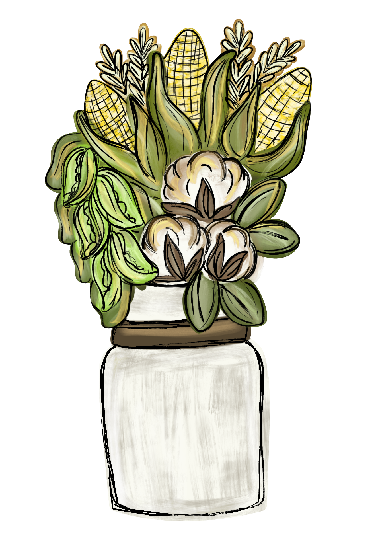 JOHNATHAN STEGALL COTTON AND CORN IN VASE
