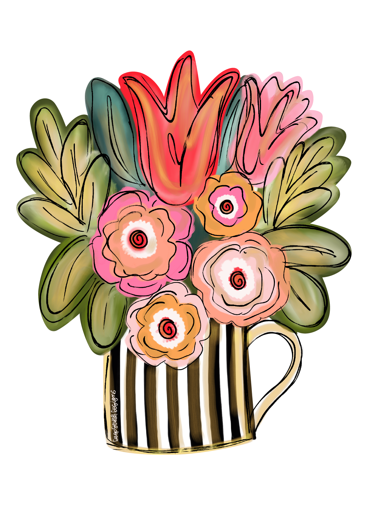 JOHNATHAN STEGALL MUG WITH FLOWERS