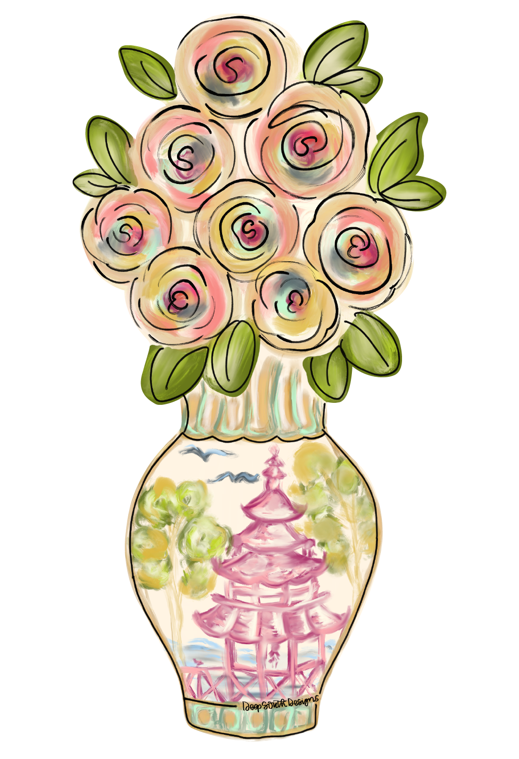 JOHNATHAN STEGALL VASE WITH ROSES