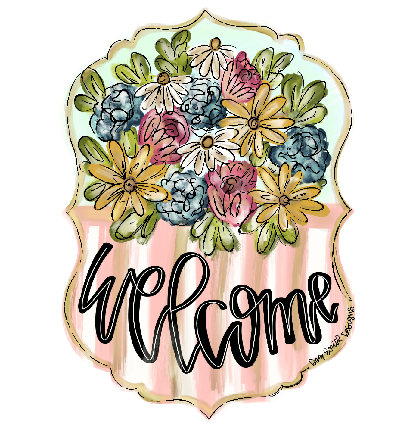 JOHNATHAN STEGALL WELCOME PLAQUE WITH FLOWERS