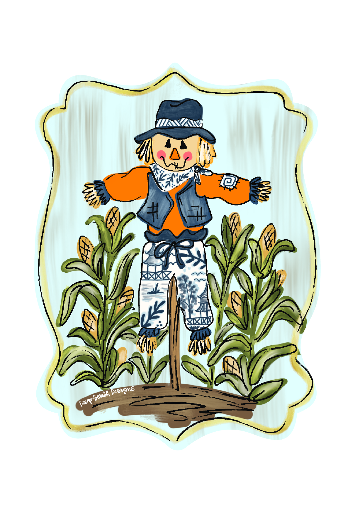 JOHNATHAN STEGALL PLAQUE WITH SCARECROW IN CORN FIELD