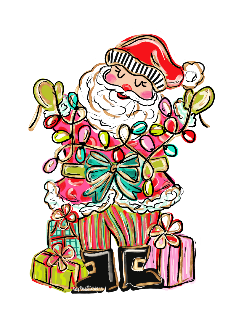 JOHNATHAN STEGALL SANTA HOLDING UP LIGHTS