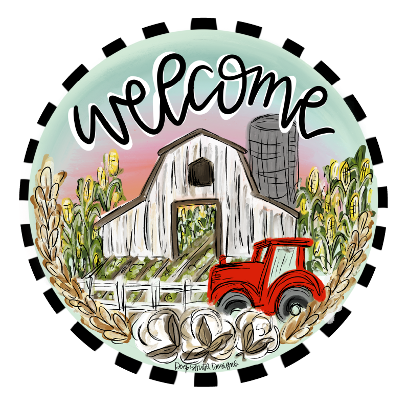 JOHNATHAN STEGALL WELCOME BARN WITH RED TRACTOR