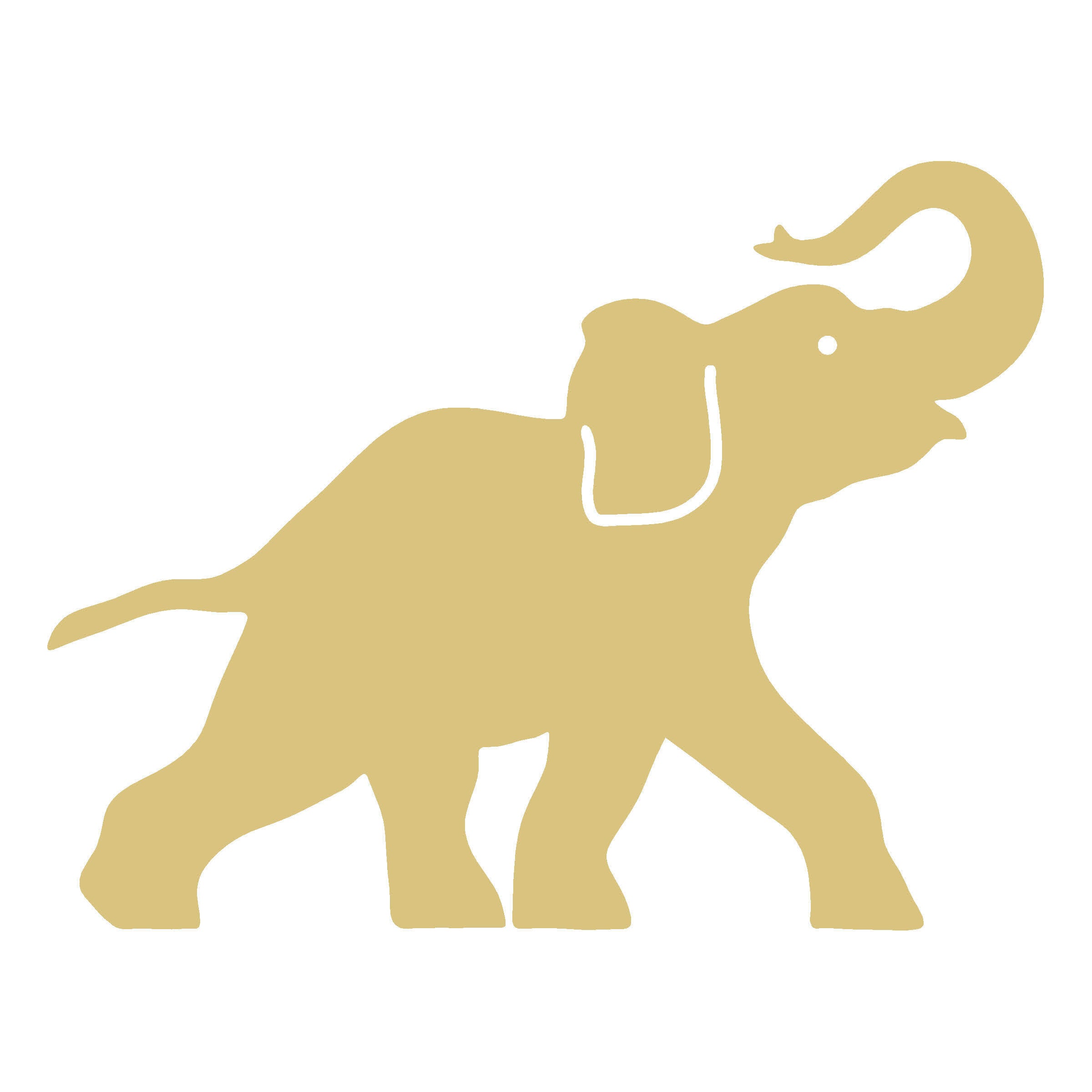 Basic Shape Elephant MDF Cutout With Trunk Up Silhouette - Unfinished For DIY