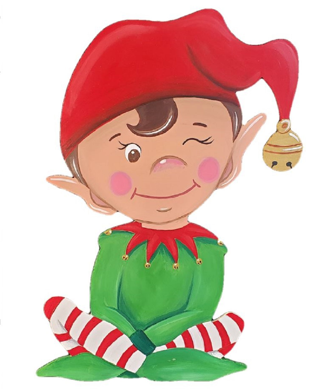 Basic Shape Elf MDF Cutout Sitting Silhouette - Unfinished For DIY