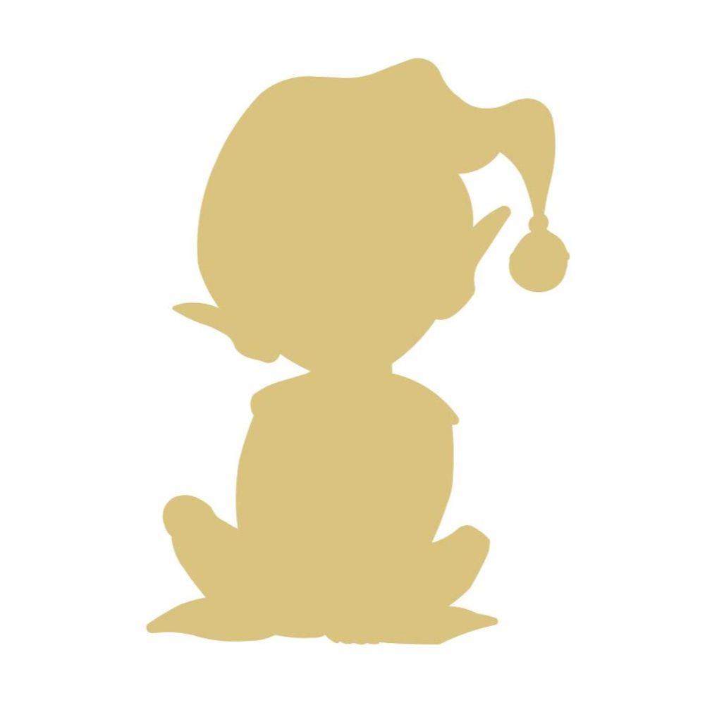Basic Shape Elf MDF Cutout Sitting Silhouette - Unfinished For DIY