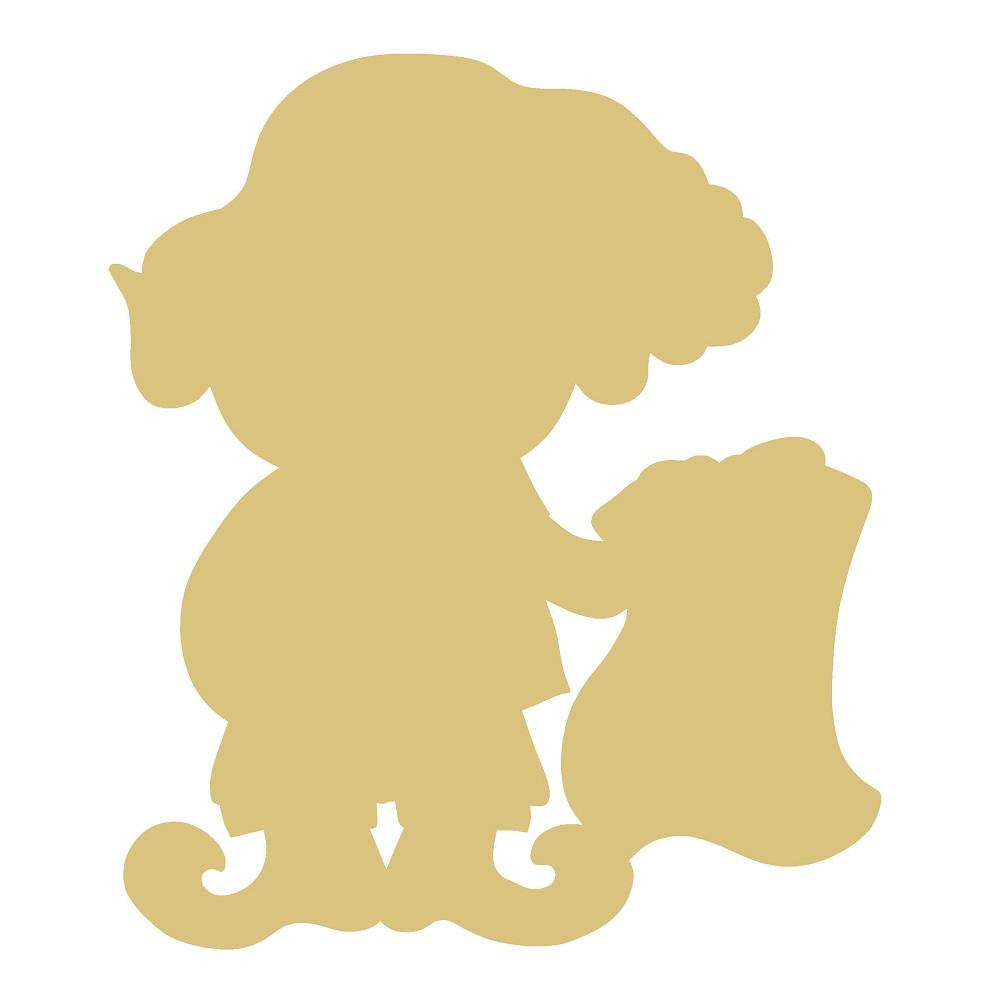 Basic Shape Elf MDF Cutout With Stocking - Unfinished For DIY