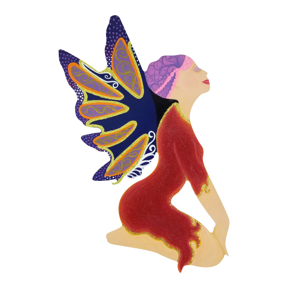 Basic Shape Fairy MDF Cutout Sitting Winged Silhouette - Unfinished For DIY