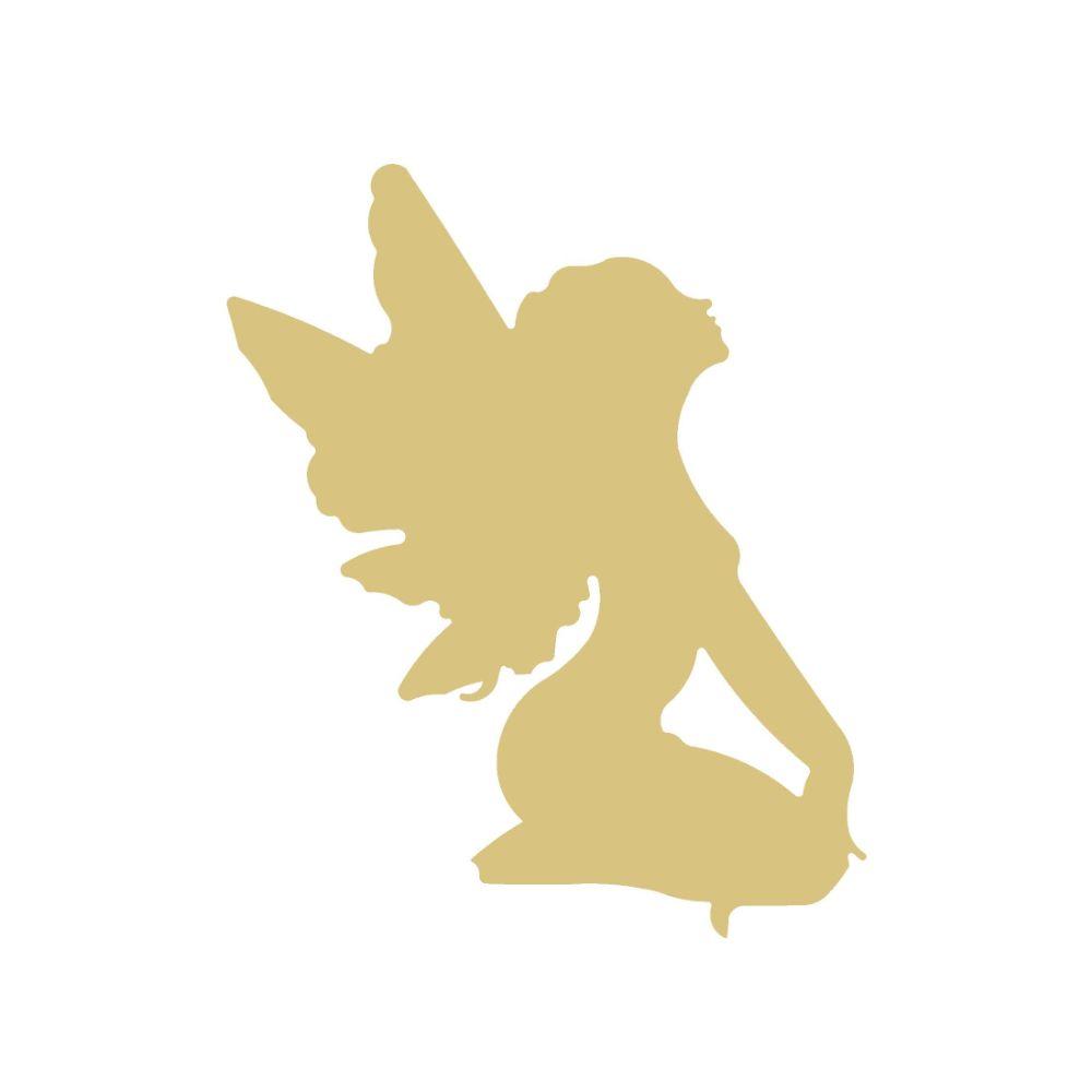 Basic Shape Fairy MDF Cutout Sitting Winged Silhouette - Unfinished For DIY