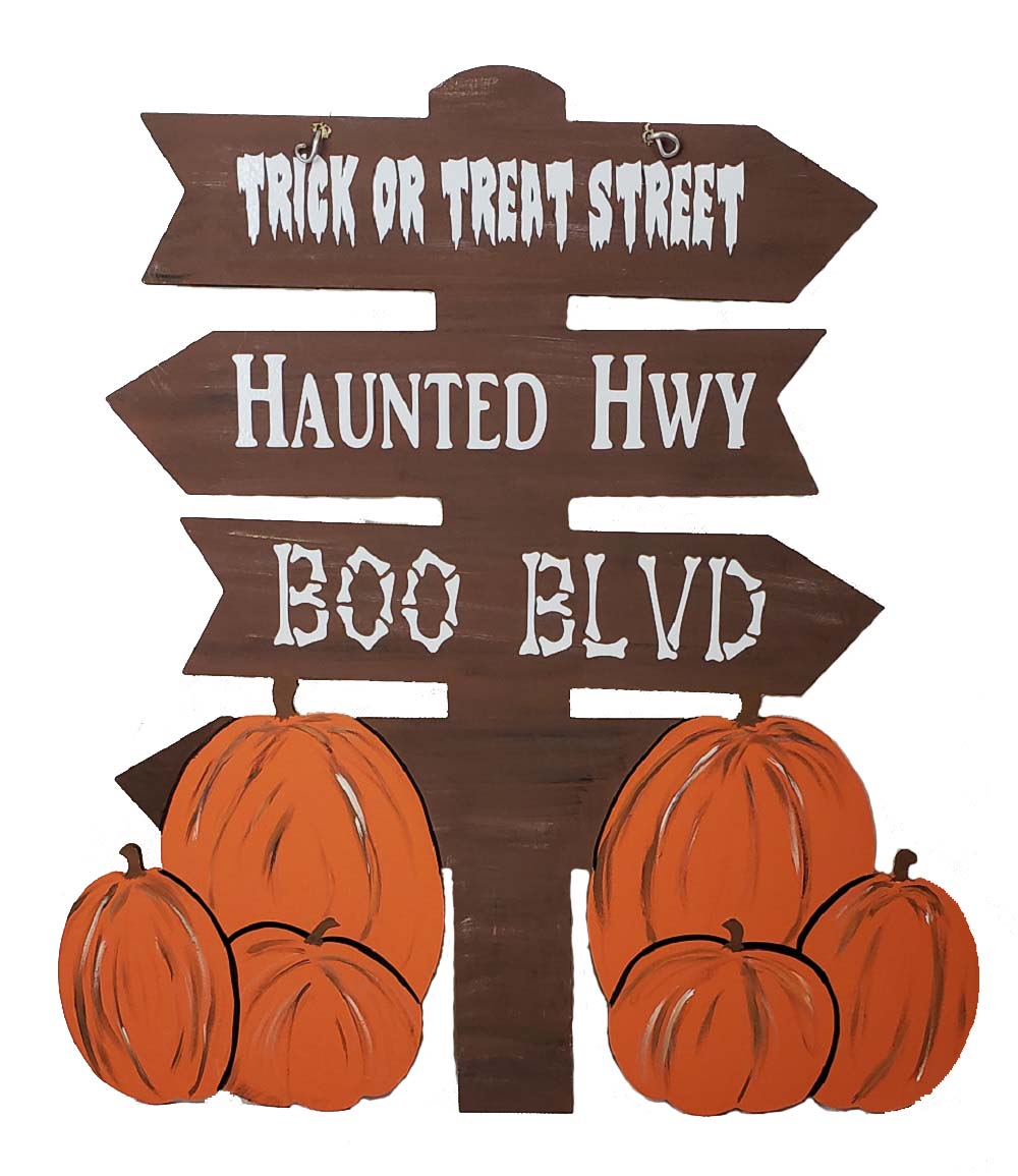 Basic Shape Sign MDF Cutout Fall With Arrows And Pumpkins - Unfinished For DIY