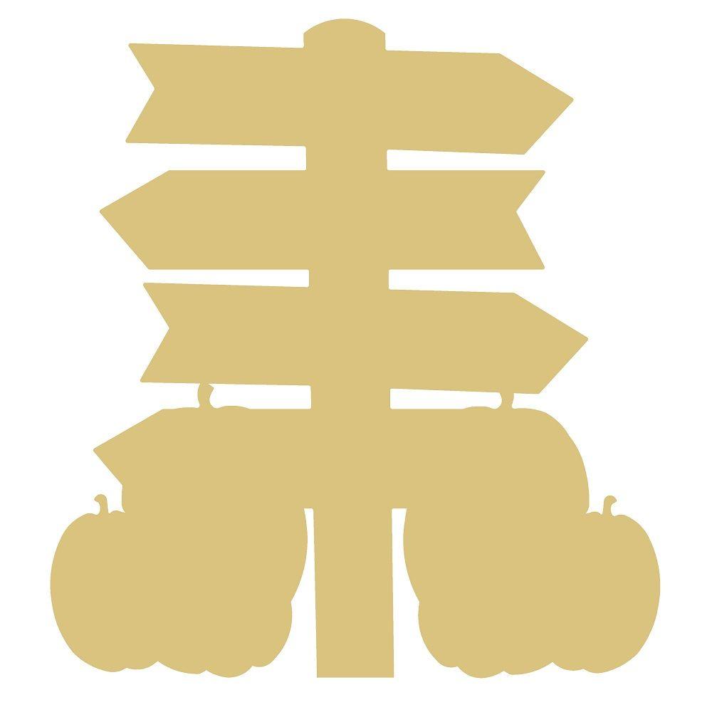 Basic Shape Sign MDF Cutout Fall With Arrows And Pumpkins - Unfinished For DIY