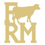 Basic Shape Cow MDF Cutout Silhouette On Farm Letters With A Cow - Unfinished For DIY