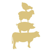 Basic Shape Stacked Farm Animals MDF Cutout Pig Chicken Goat and Cow Silhouette - Unfinished For DIY