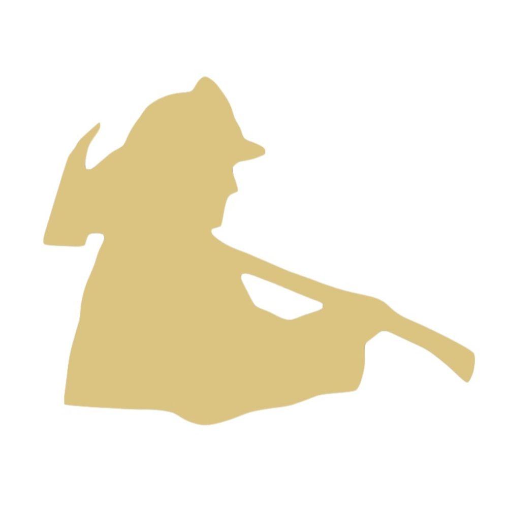 Basic Shape Firefighter MDF Cutout Silhouette With Axe - Unfinished For DIY