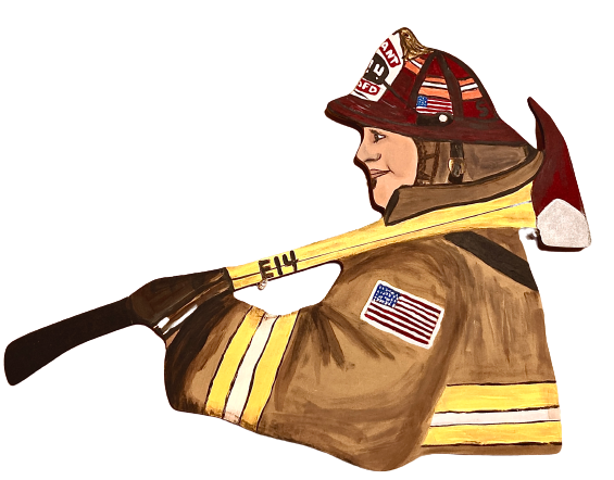 Basic Shape Firefighter MDF Cutout Silhouette With Axe - Unfinished For DIY