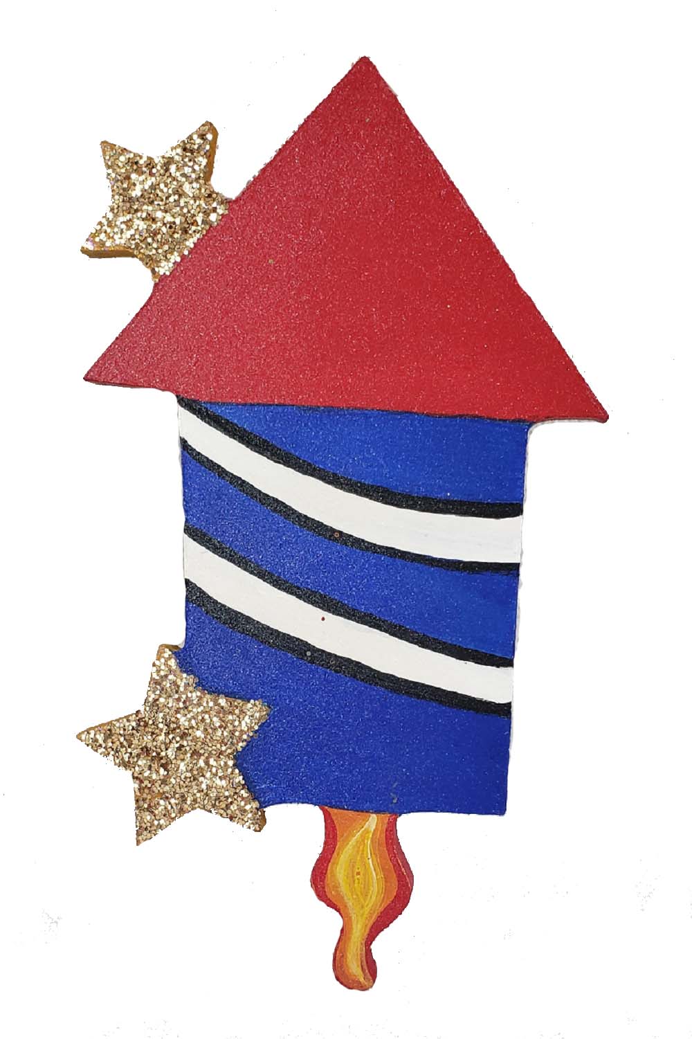 Basic Shape Firework MDF Cutout Rocket With Stars - Unfinished For DIY