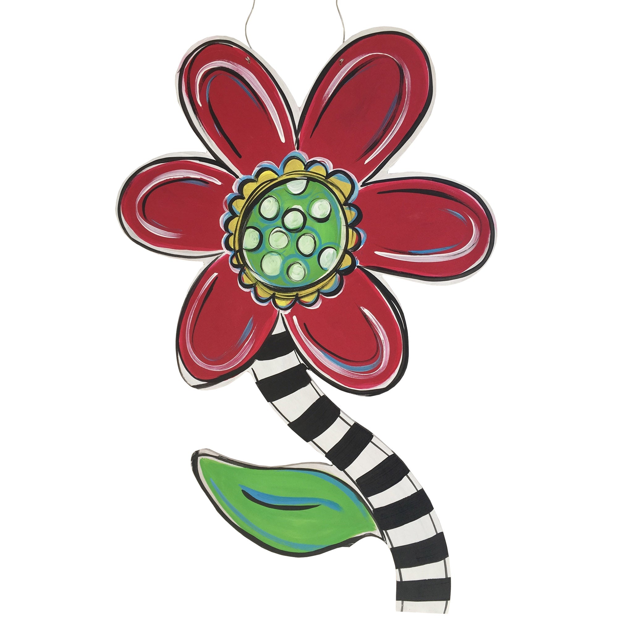 Basic Shape Flower MDF Cutout Silhouette With Stem - Unfinished For DIY