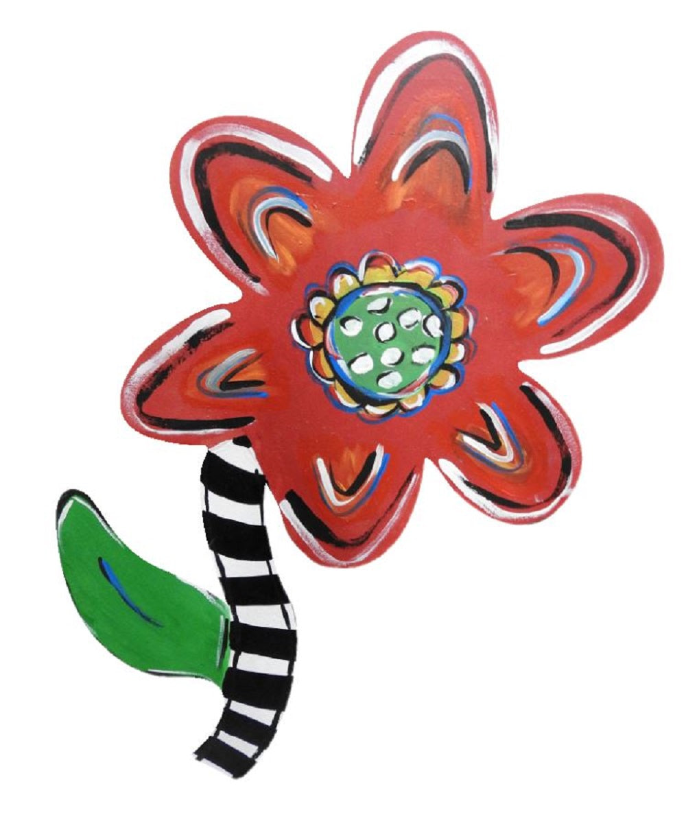 Basic Shape Flower MDF Cutout Silhouette With Stem - Unfinished For DIY