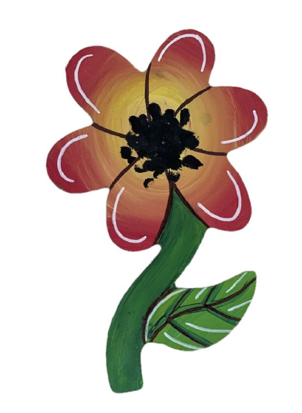 Basic Shape Flower MDF Cutout Silhouette With Stem - Unfinished For DIY