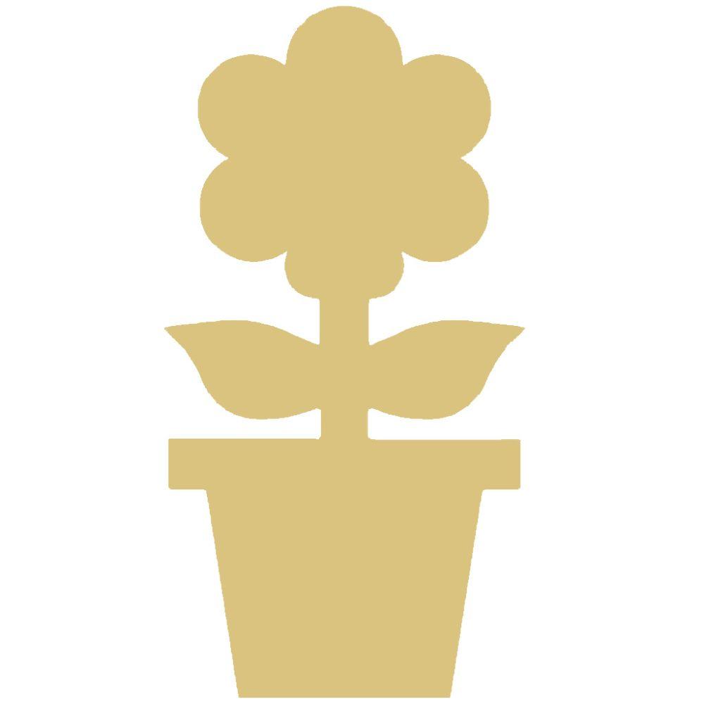 Basic Shape Flower Pot MDF Cutout Potted Flower Silhouette - Unfinished For DIY