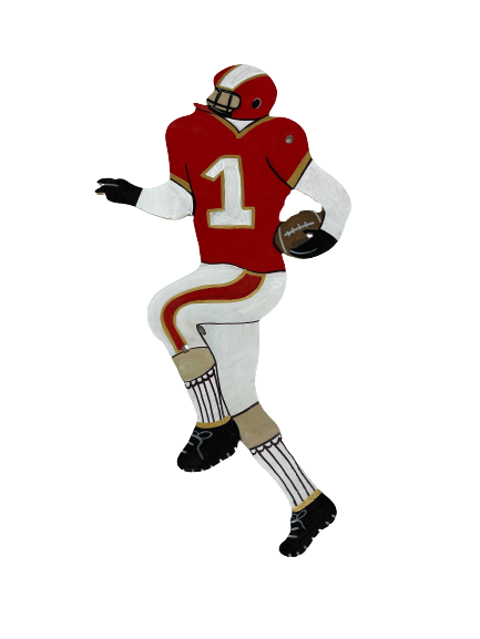 Basic Shape Football Player MDF Cutout Silhouette Carrying Ball - Unfinished For DIY