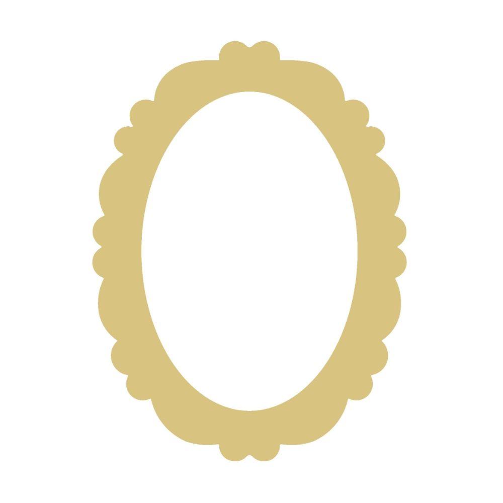 Basic Shape Oval MDF Cutout Ornate Scalloped Frame - Unfinished For DIY