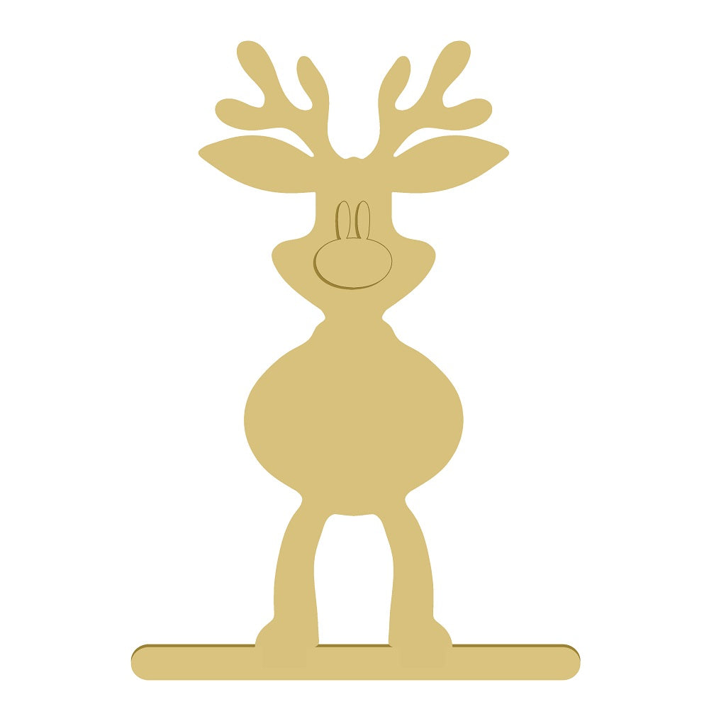 3D Reindeer MDF Cutout With Stand Christmas Decor - Unfinished For DIY
