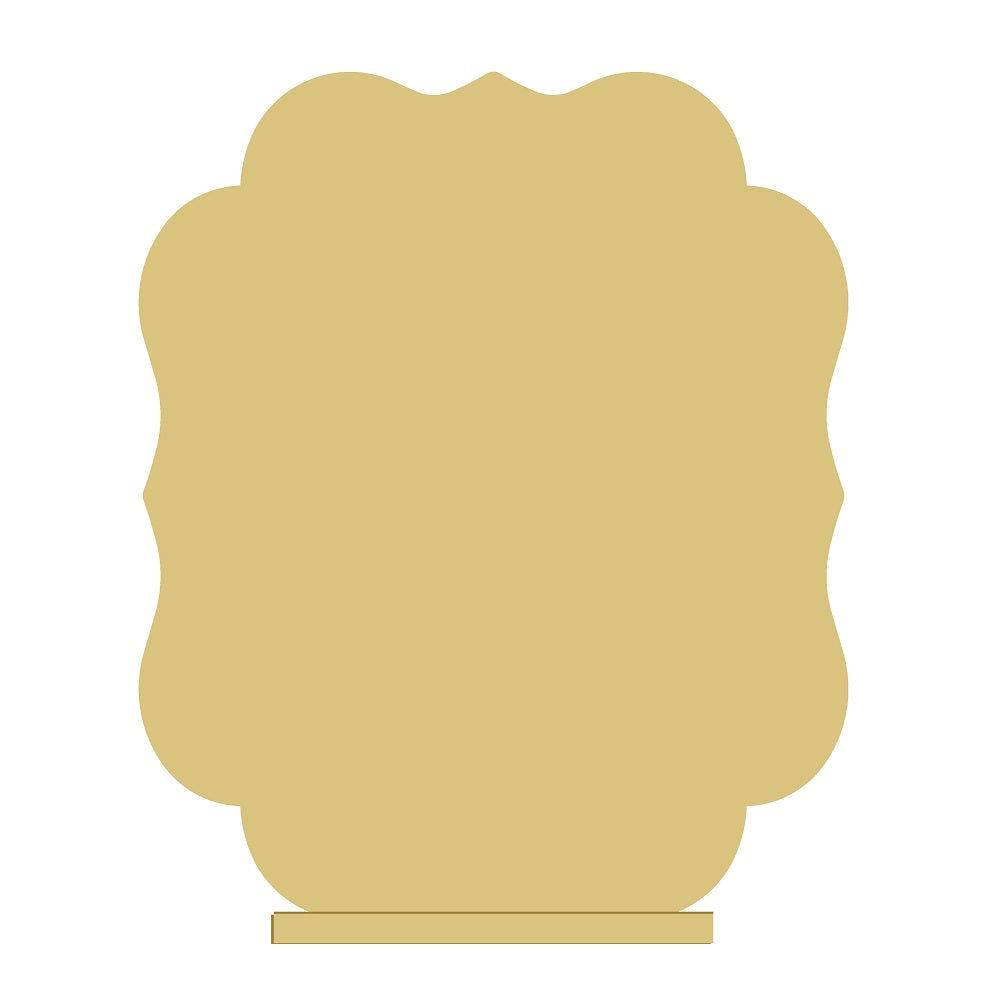 Basic Shape Scalloped Square MDF Cutout Decorative Silhouette With Stand - Unfinished For DIY