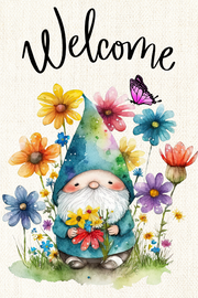 Spring Gnome Print Shop Garden Flag  - UV Printed For Outdoor Yard Decor