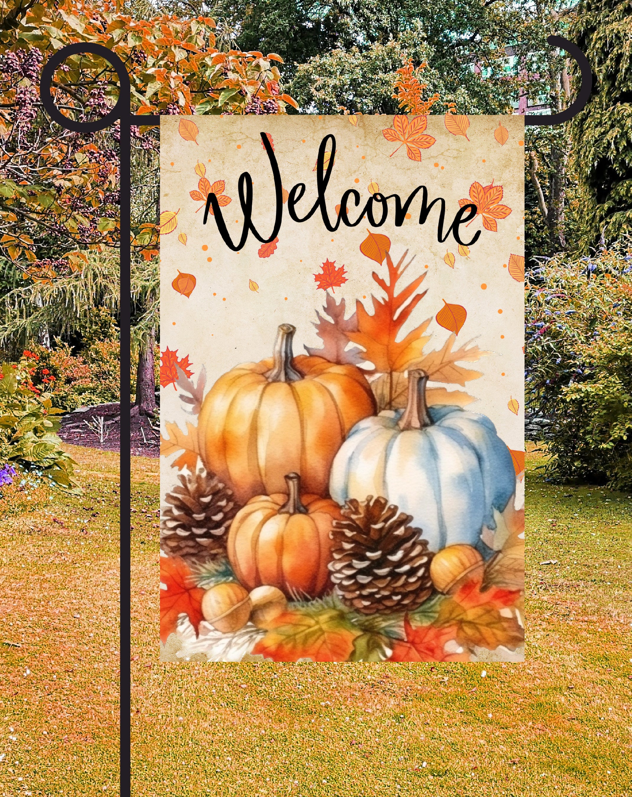 Welcome  Print Shop Garden Flag  - UV Printed For Outdoor Yard Decor
