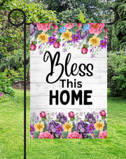 Bless This Home Print Shop Garden Flag  - UV Printed For Outdoor Yard Decor