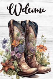 Cowboy Boots Welcome Print Shop Garden Flag  - UV Printed For Outdoor Yard Decor