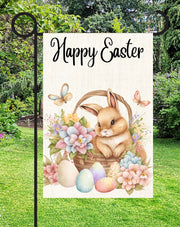 Happy Easter Print Shop Garden Flag  - UV Printed For Outdoor Yard Decor