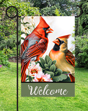 Cardinal Couple Print Shop Garden Flag  - UV Printed For Outdoor Yard Decor
