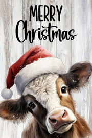 Cow Christmas Print Shop Garden Flag  - UV Printed For Outdoor Yard Decor