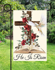 He Is Risen Print Shop Garden Flag  - UV Printed For Outdoor Yard Decor