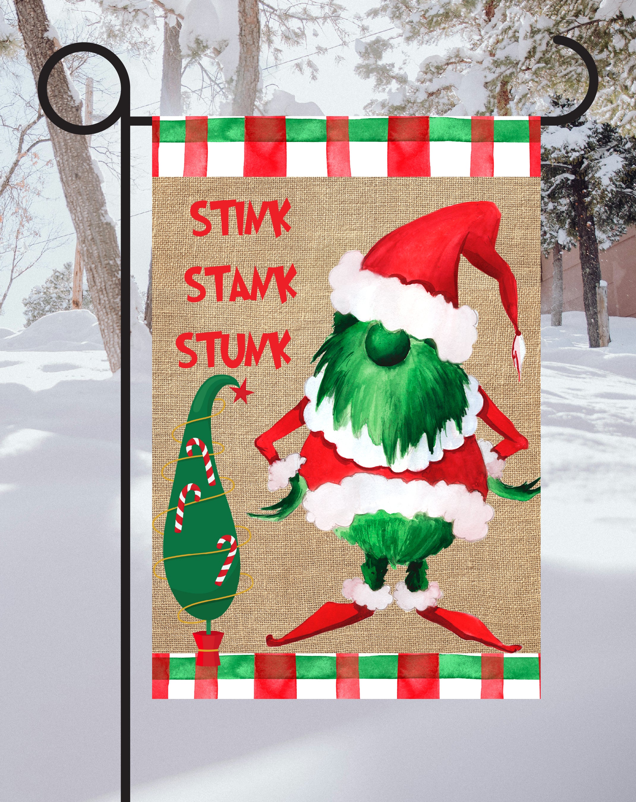 Stink Stank Stunk Print Shop Garden Flag  - UV Printed For Outdoor Yard Decor