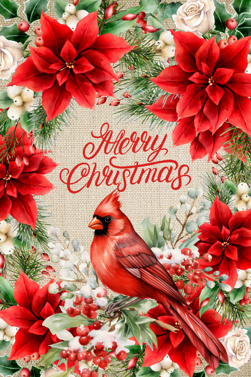 Merry Christmas Print Shop Garden Flag  - UV Printed For Outdoor Yard Decor