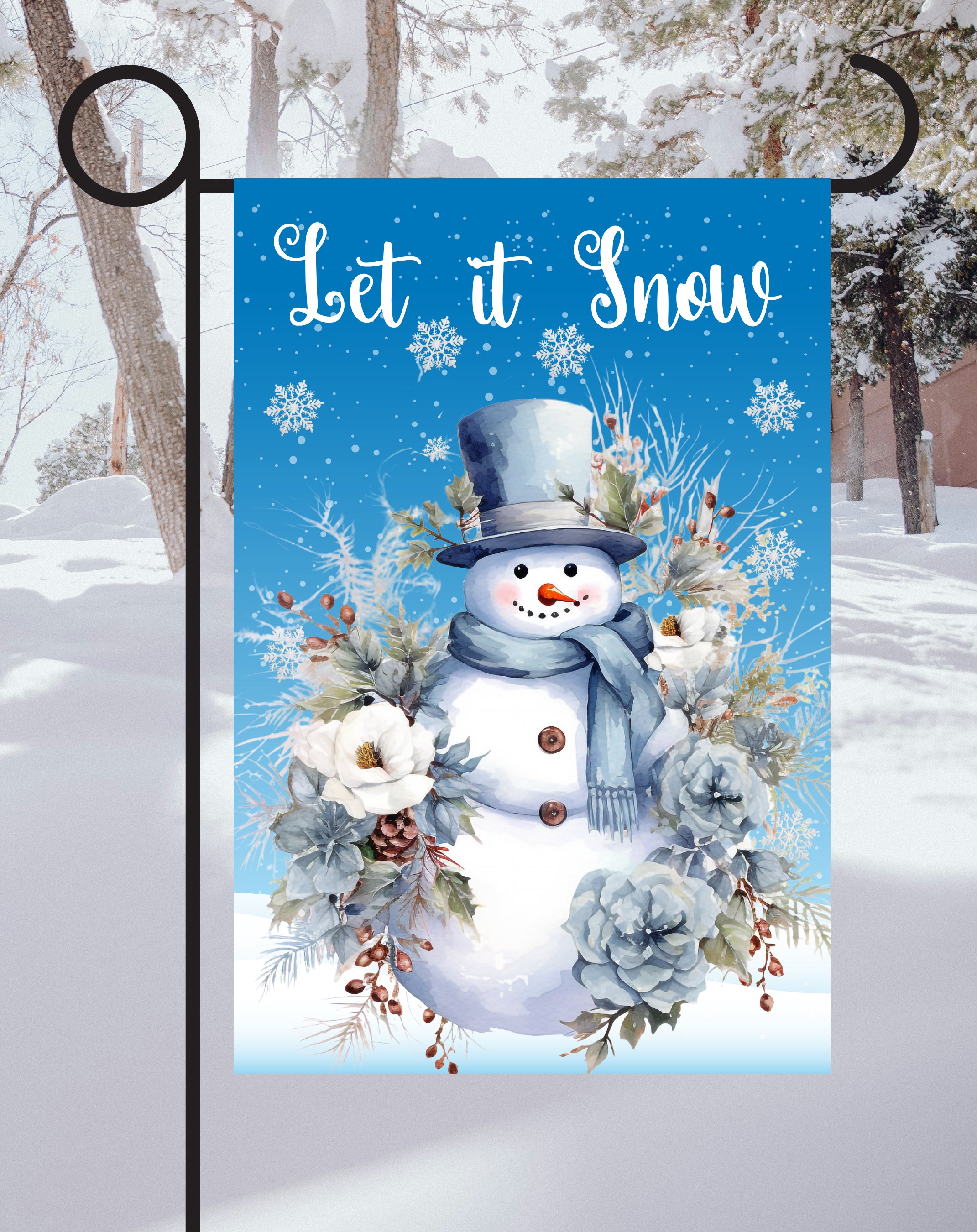 Let It Snow Print Shop Garden Flag  - UV Printed For Outdoor Yard Decor