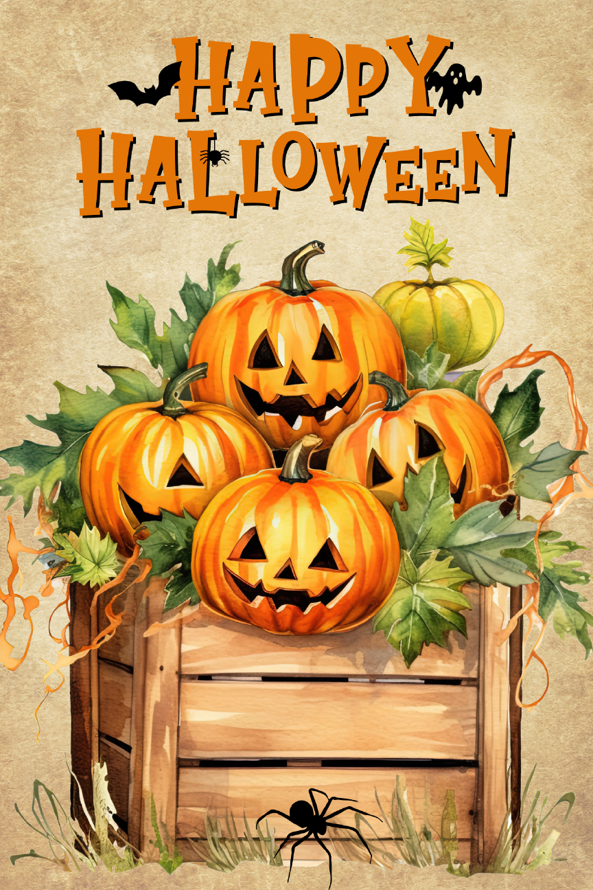 Happy Halloween Print Shop Garden Flag  - UV Printed For Outdoor Yard Decor
